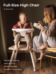 HARPPA high chair adjustable tray in use for growing baby