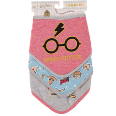 Harry Potter bandana bibs three-pack on display showing unisex design