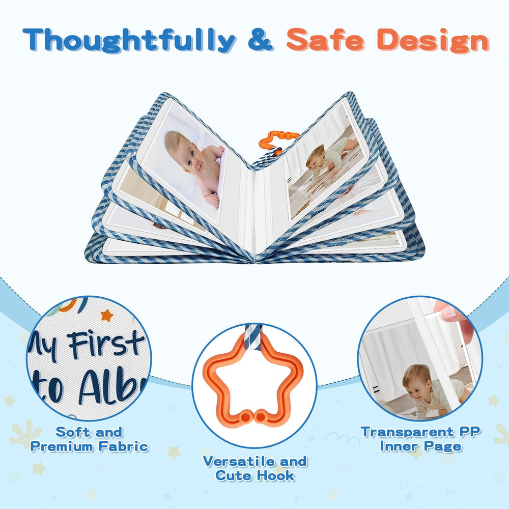 HarvMax Baby's First Family Album pages with labeled family portraits for easy recognition