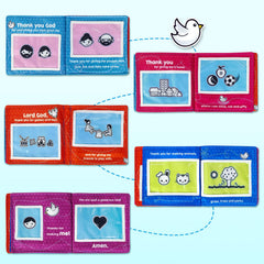 HarvMax Baby's Prayer Photo Book colourful pages support early visual learning.