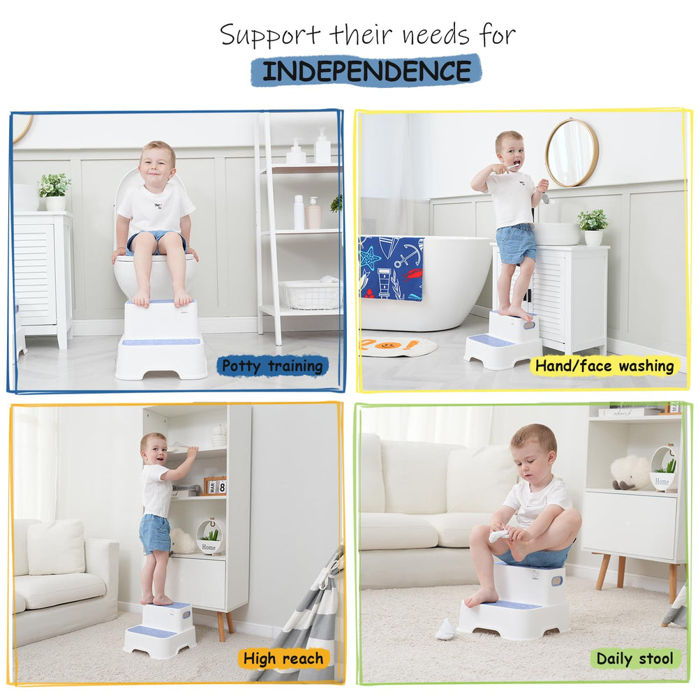 Harwaya blue 2-pack step stool shown with lightweight handles for portability