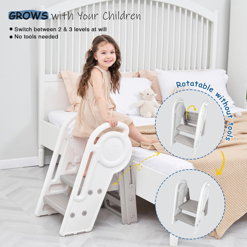 Harwaya toddler step stool with handle rail for added safety.