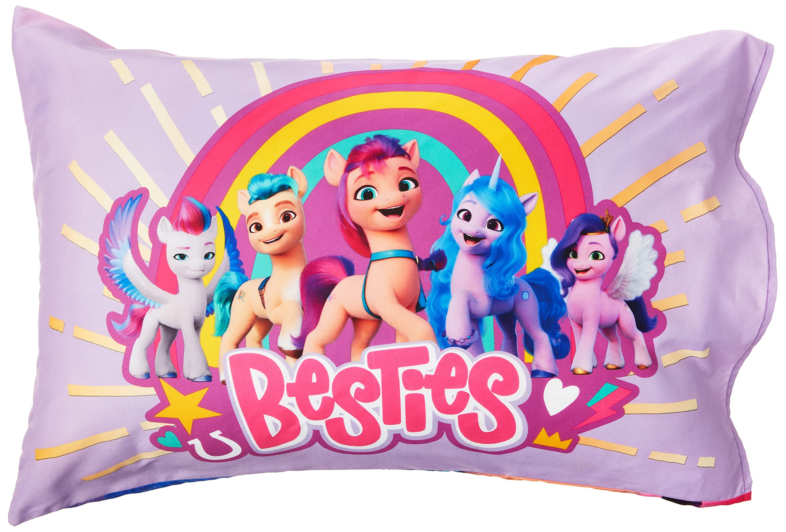 Hasbro My Little Pony fitted sheet features cheerful ponies for toddler beds.