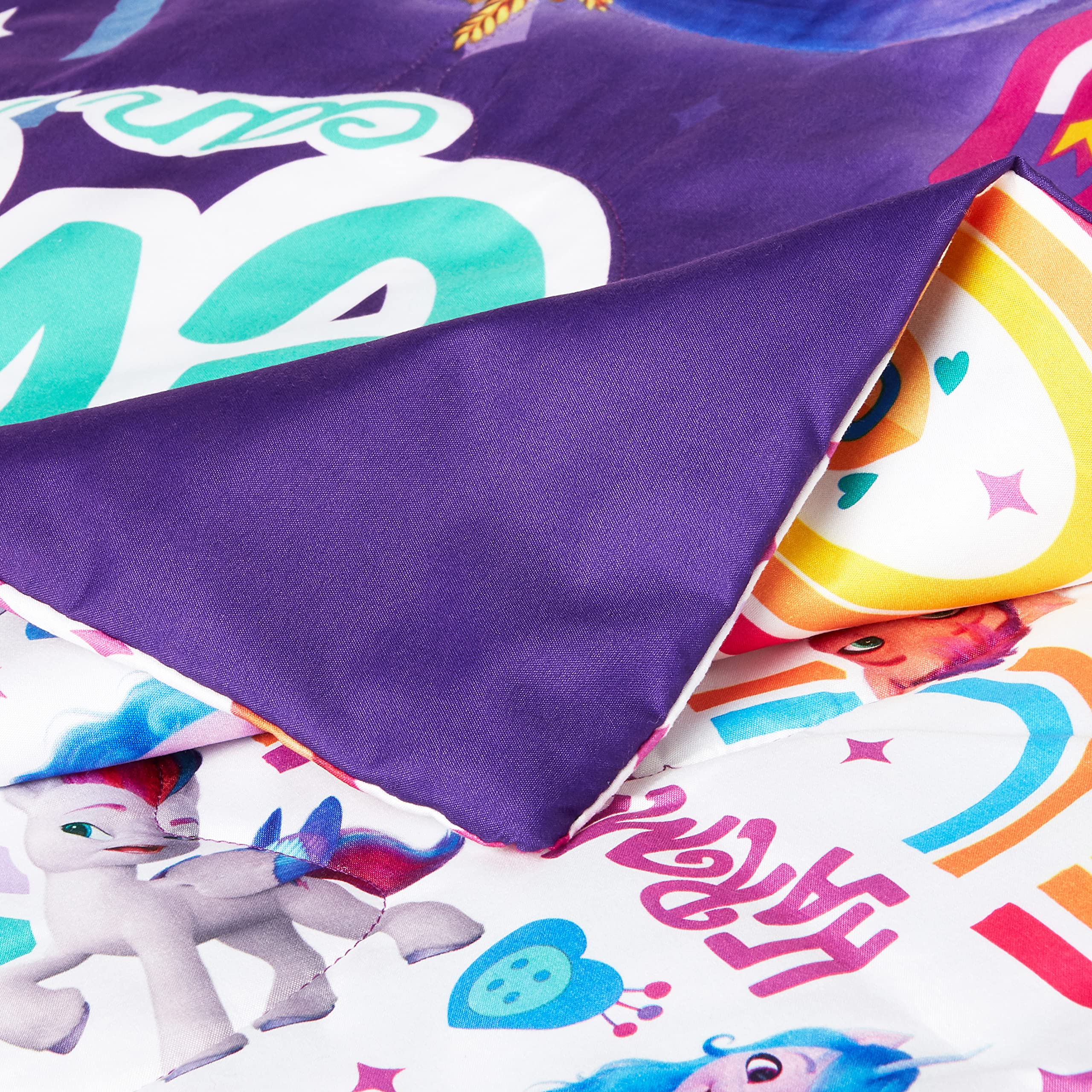 Hasbro My Little Pony pillowcase in pink and purple for playful sleep routines.