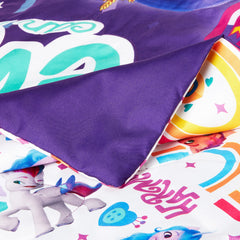 Hasbro My Little Pony pillowcase in pink and purple for playful sleep routines.