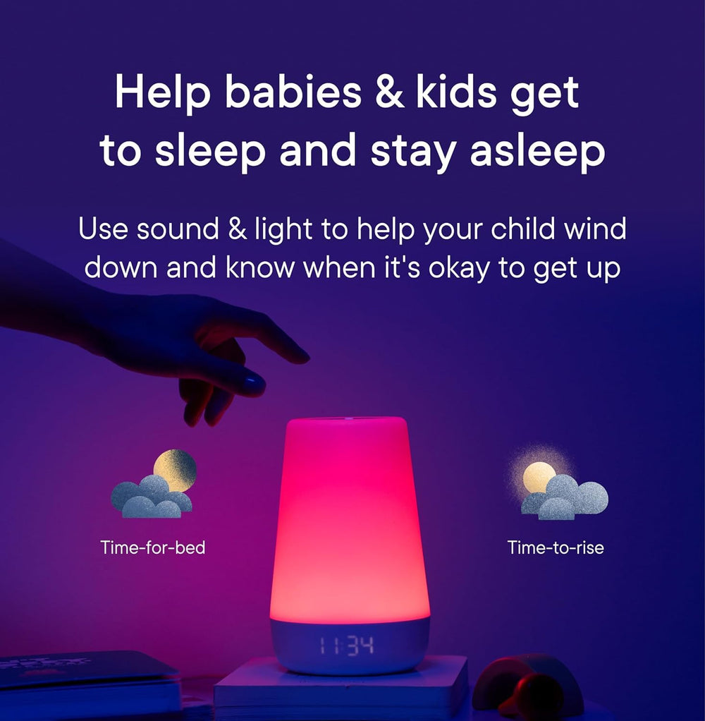 Hatch Rest+ time-to-rise setting helps toddlers learn morning independence.