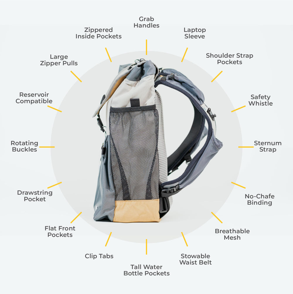 Hatcher Packs Adventure Pack twelve-pocket organization keeps essentials within easy reach.