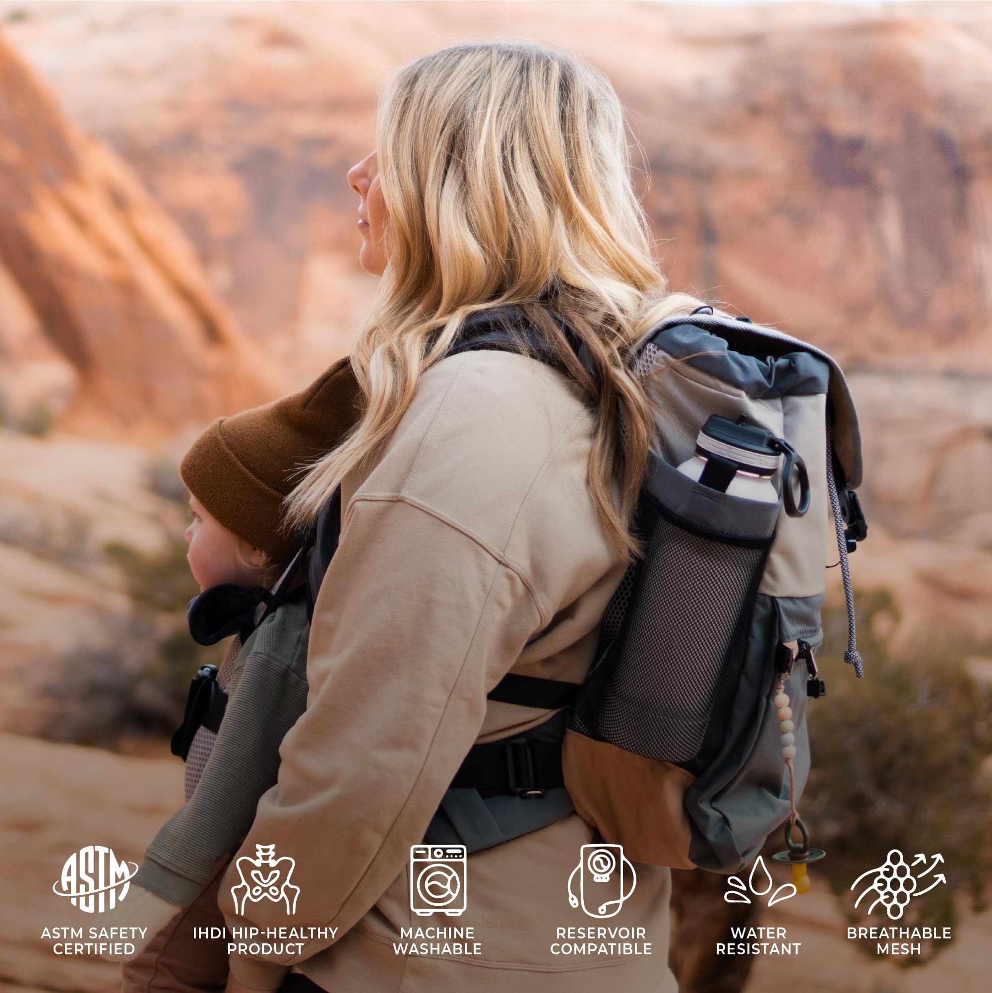 Hatcher Packs Adventure Pack laptop sleeve and bottle holders support work and hydration.