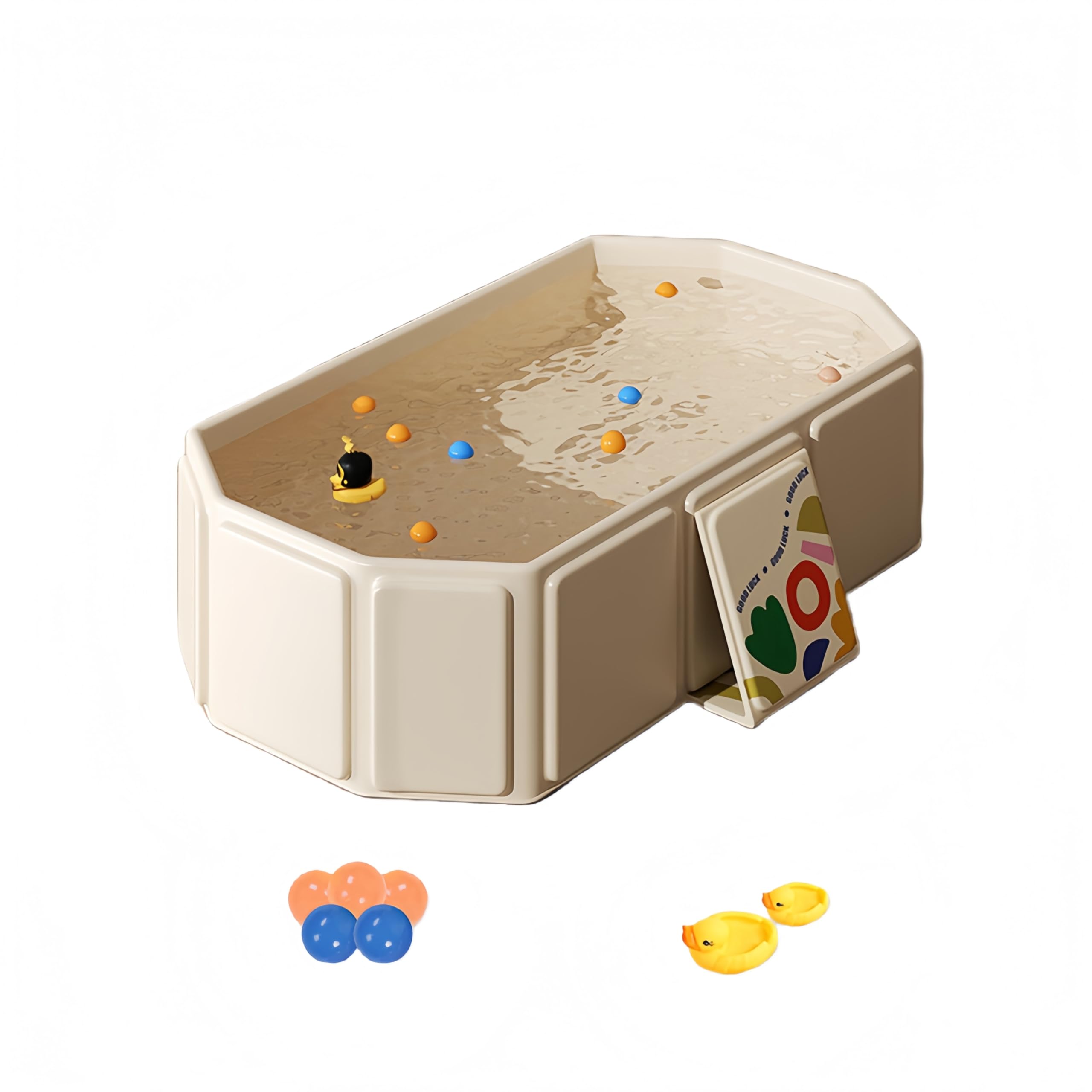 HatiLum foldable bathtub expanded for kids, showcasing a stable wide base for safe play.