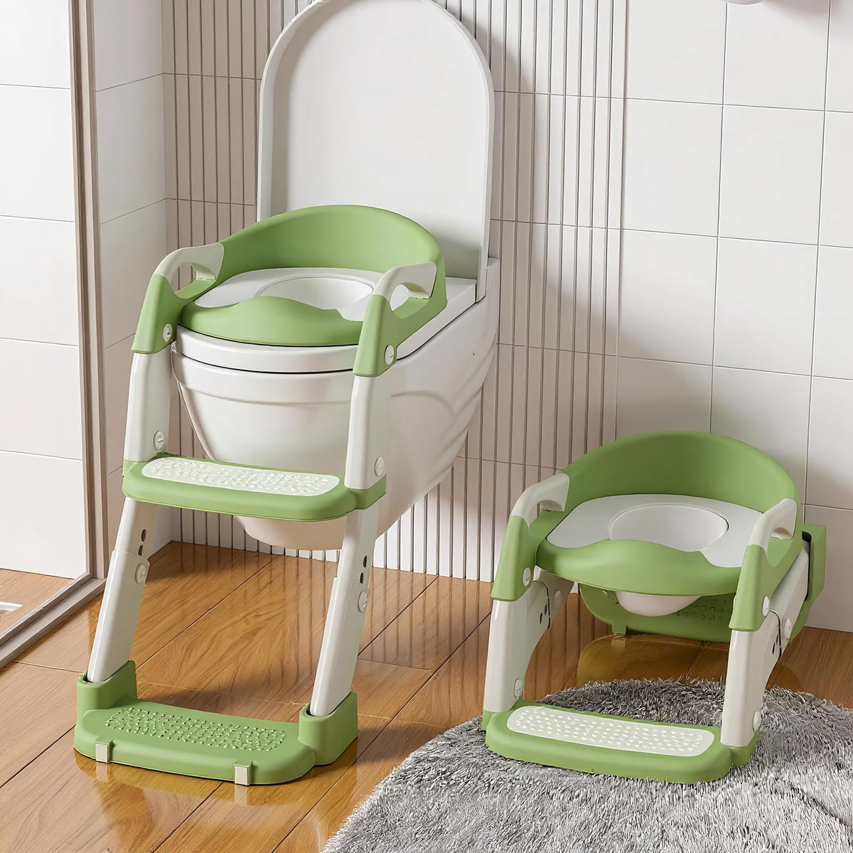 HATINGTOY 3in1 potty seat with toilet ladder improves toddler bathroom access