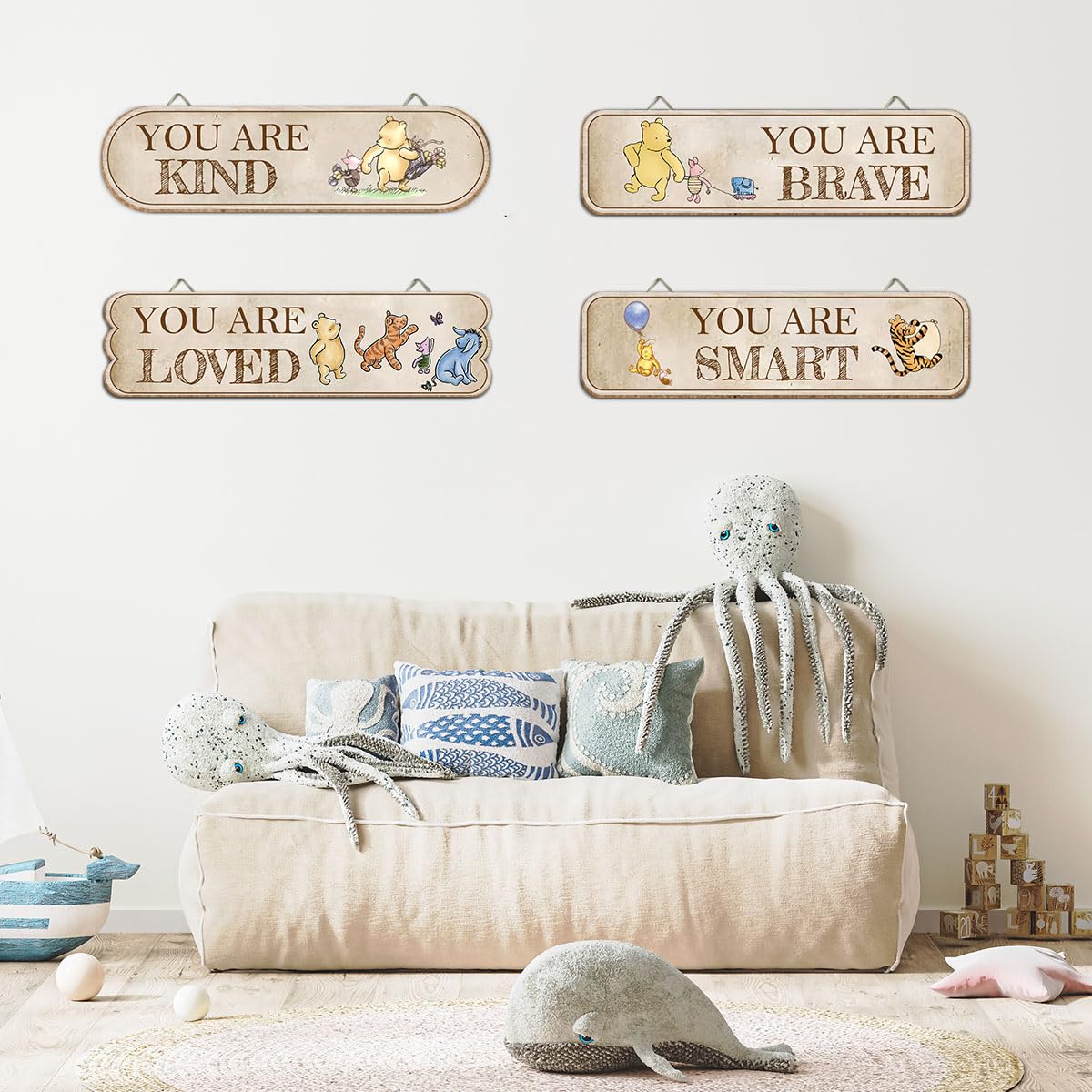Hatzelou Winnie baby room plaques fit nurseries and living spaces with charm.