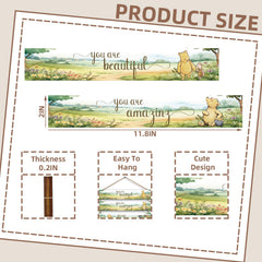 Hatzelou Pooh wall art baby shower display—whimsical nursery decor inspiration