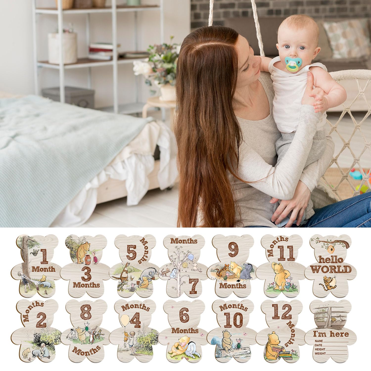 Hatzelou Winnie milestone collection provides a well-rounded record of baby’s first year