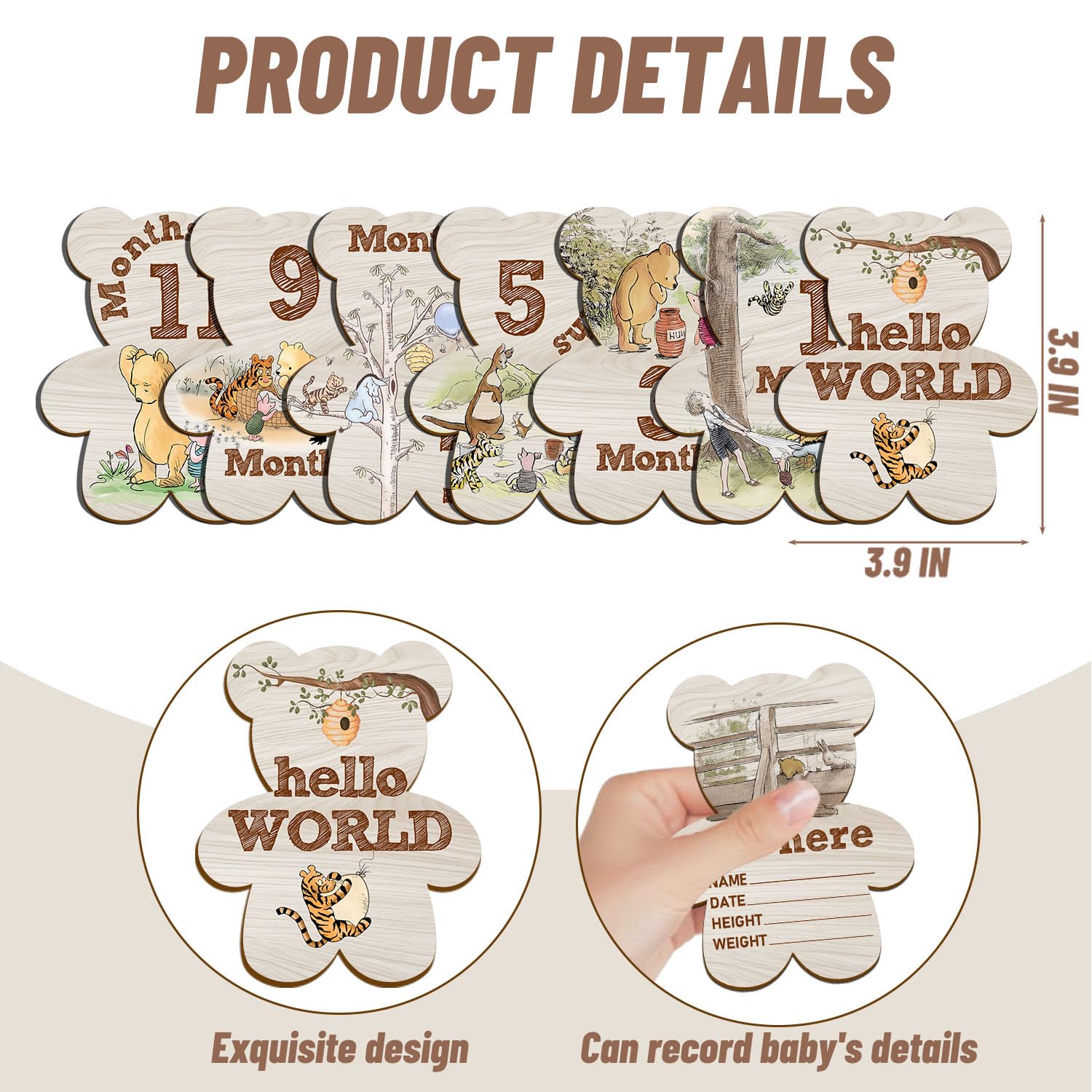 Hatzelou Winnie monthly milestones on wood create lasting keepsakes and cherished photos