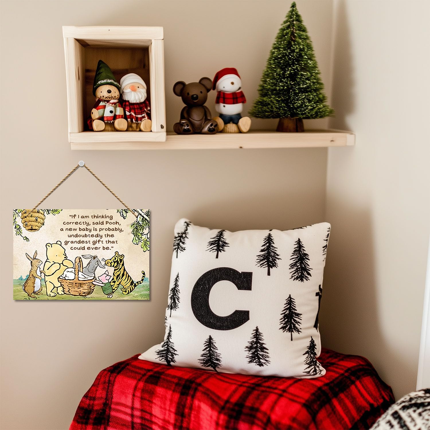 Hatzelou Winnie nursery wall sign enhances cute calming room accents