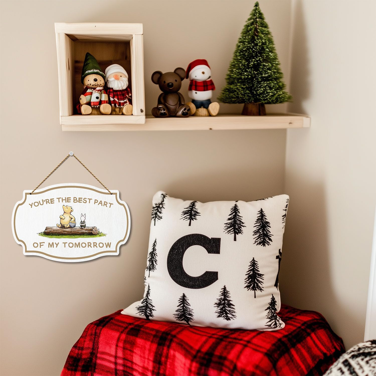 Hatzelou Winnie sign in living room as warm decorative accent