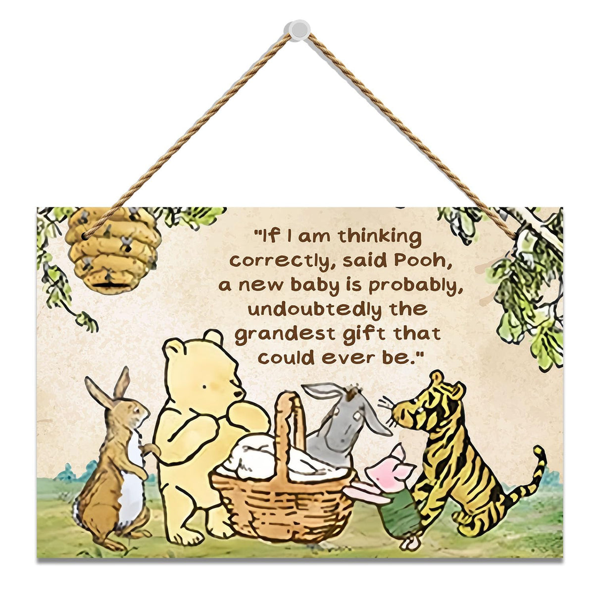 Hatzelou Winnie wall sign wooden plaque for nursery decor and cozy ambiance