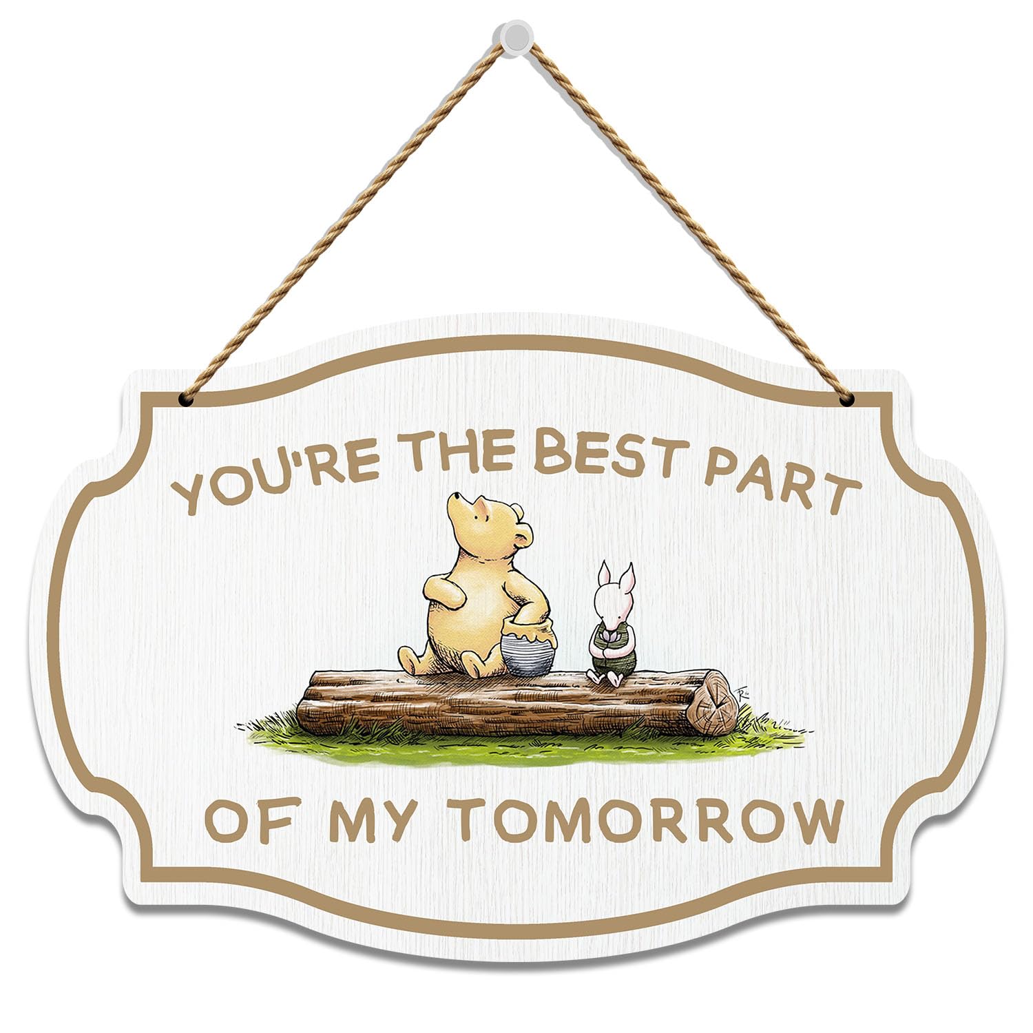 Hatzelou Winnie wooden sign closeup showing durable wood and crisp print