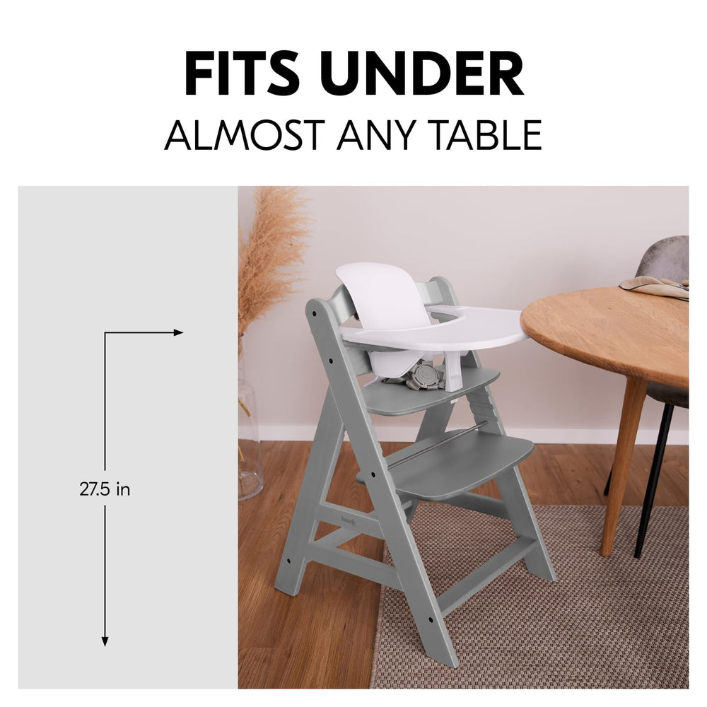 hauck Alpha+ beech wood frame in gray finish blends with decor