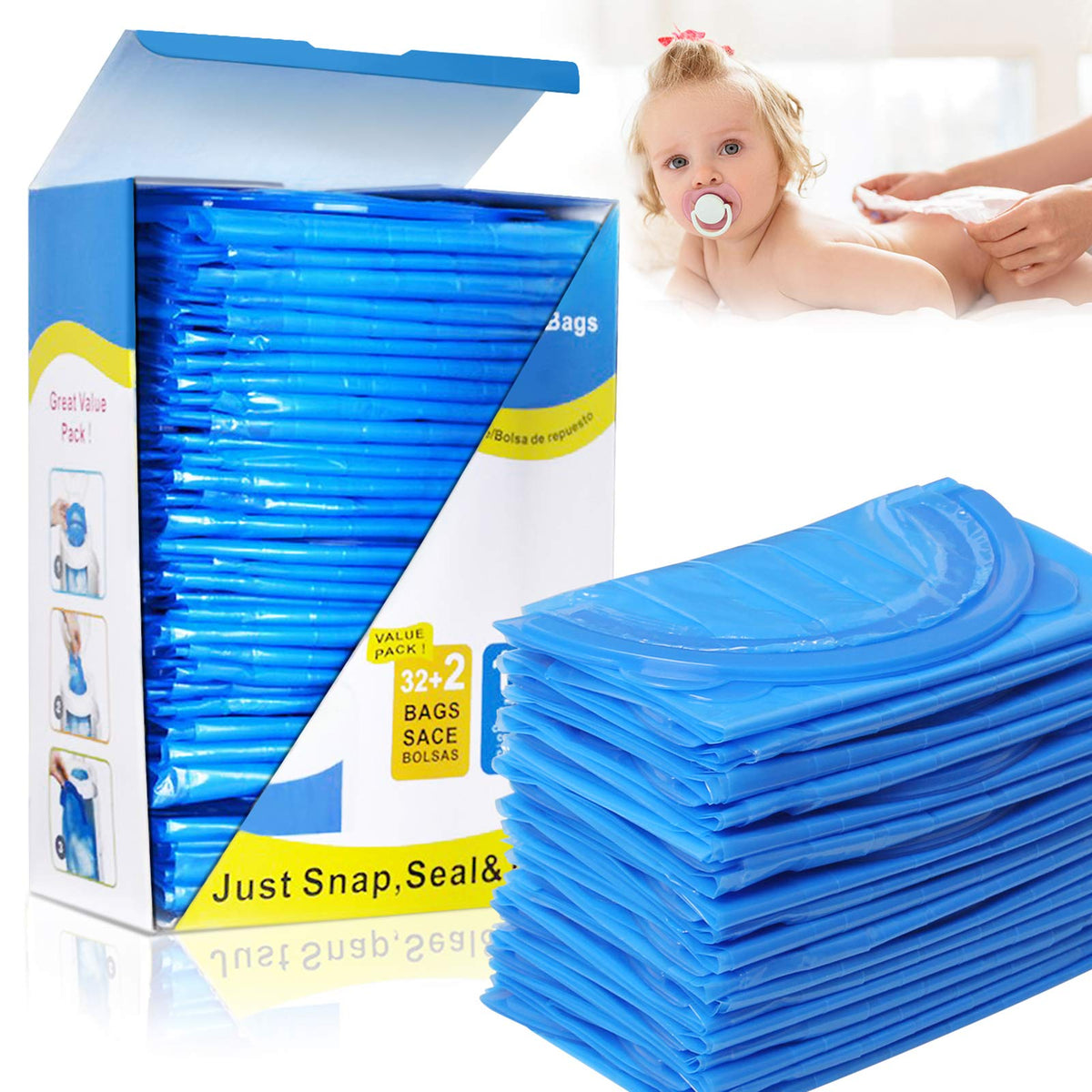 Hauinuey diaper pail refill 1088-diapers demonstrates high capacity for fewer bag changes.