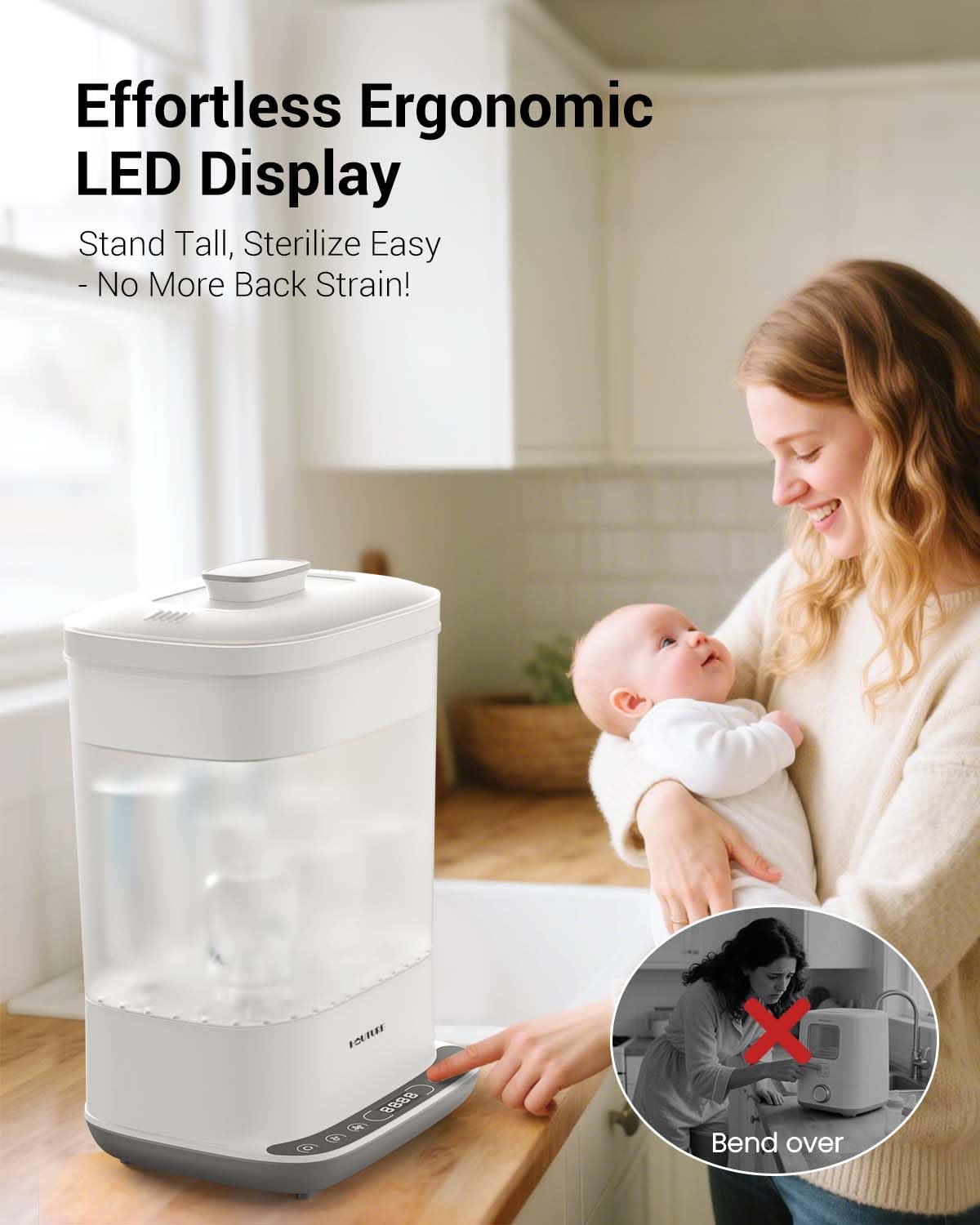 HAUTURE bottle sterilizer 3-day storage keeps items ready for days.