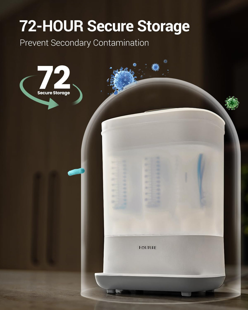 HAUTURE bottle sterilizer BPA-free material ensures safe daily use.