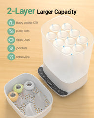 HAUTURE bottle sterilizer turbo-drying dries bottles faster for next feeding.