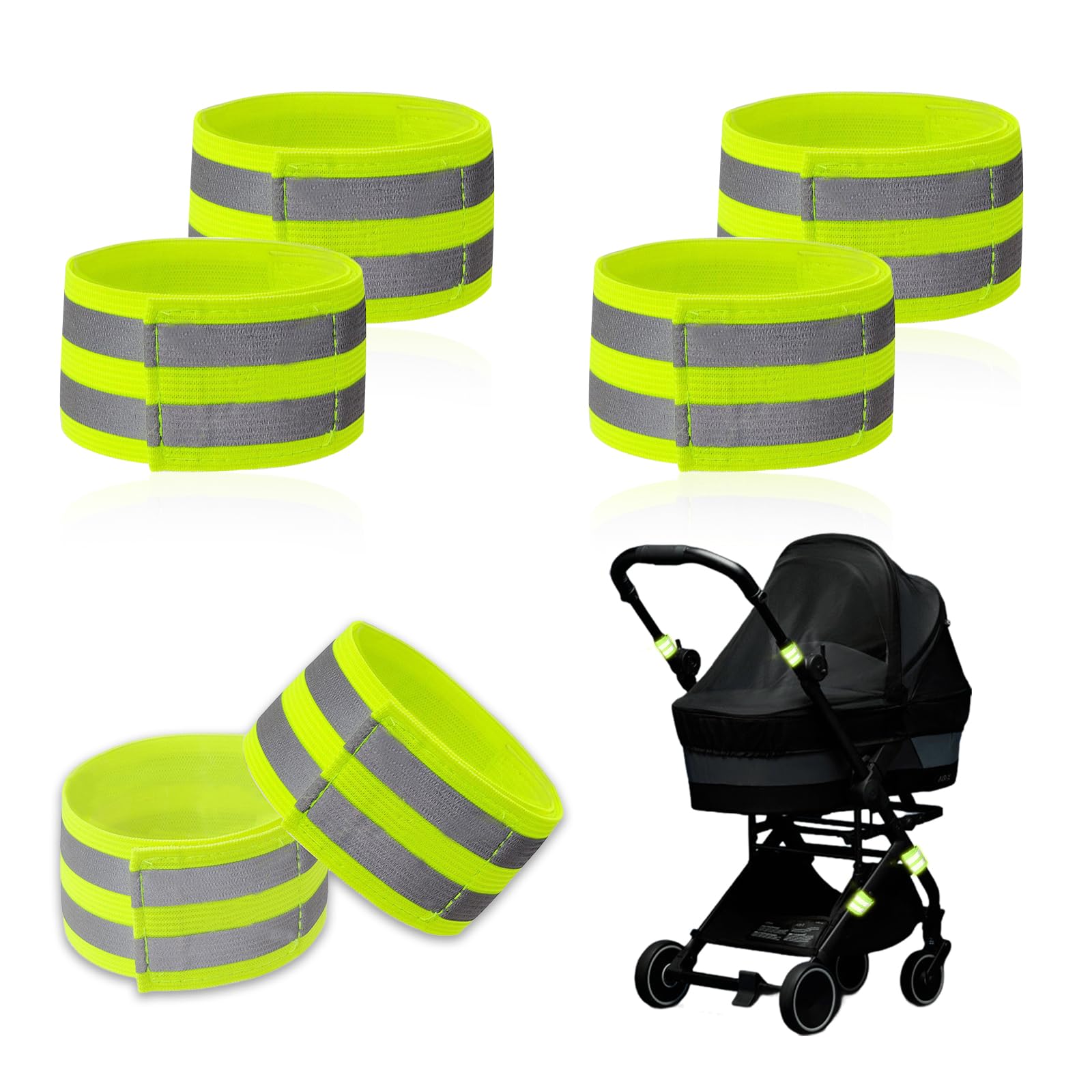 HAVANSIDY stroller reflective band 6-pack mounted for nighttime visibility.