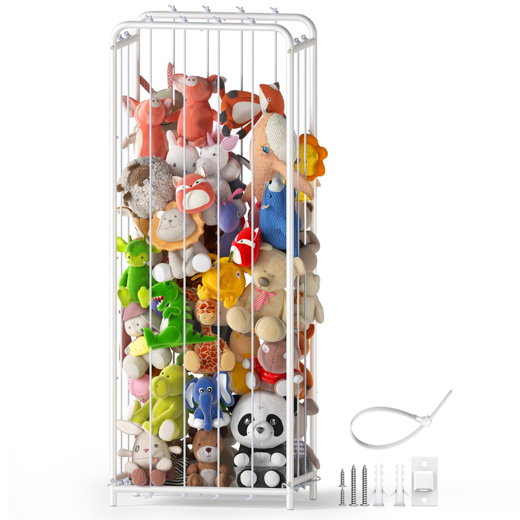 HAVEDAWN all-metal stuffed animal storage assembly highlights durable frame for nursery organization.