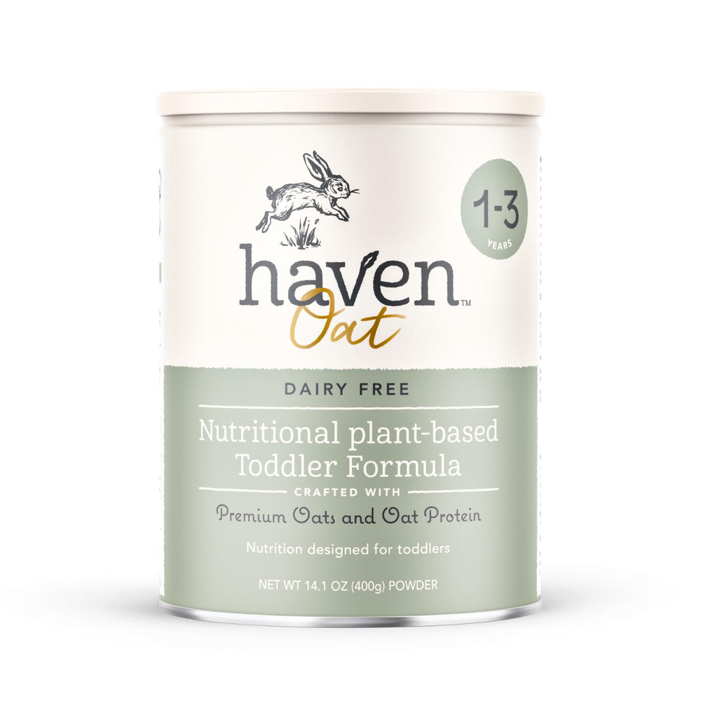 Haven Oat Toddler Formula powder promotes plant-based nutrition for toddlers.