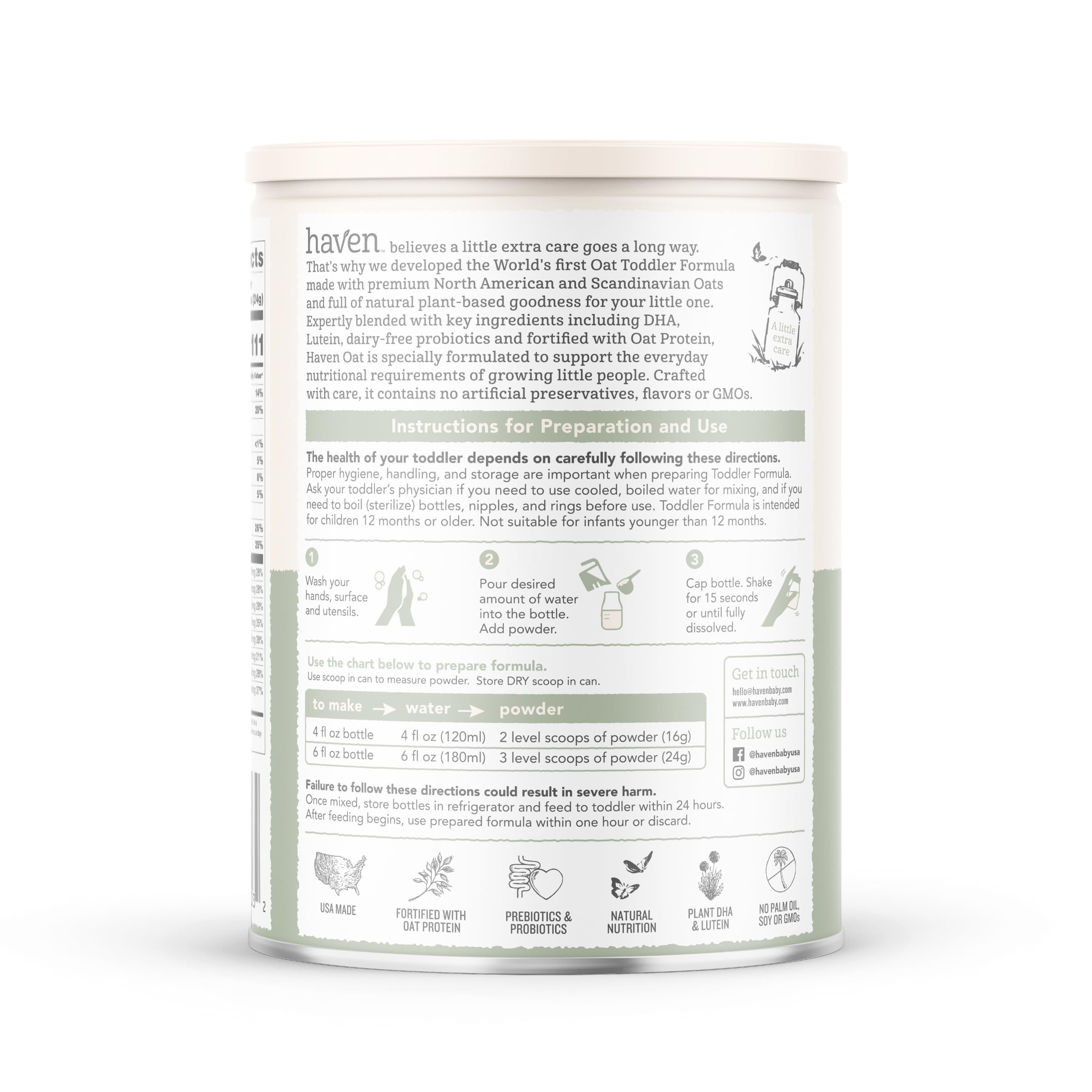 Haven Oat Toddler Prebiotic Probiotic focuses on digestive support for developing systems.