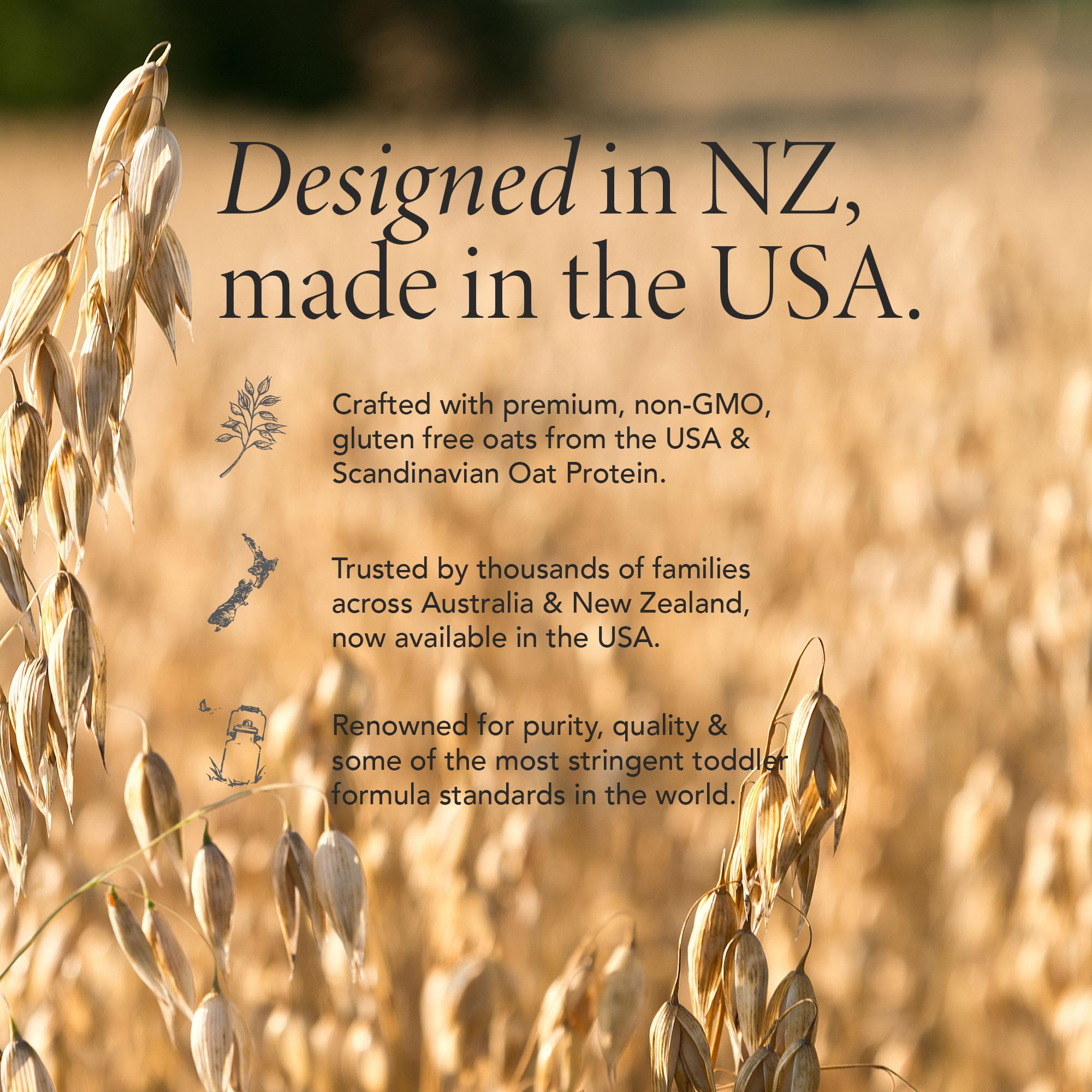 Haven Oat Toddler USA Made highlights farm-to-formula quality from the USA.