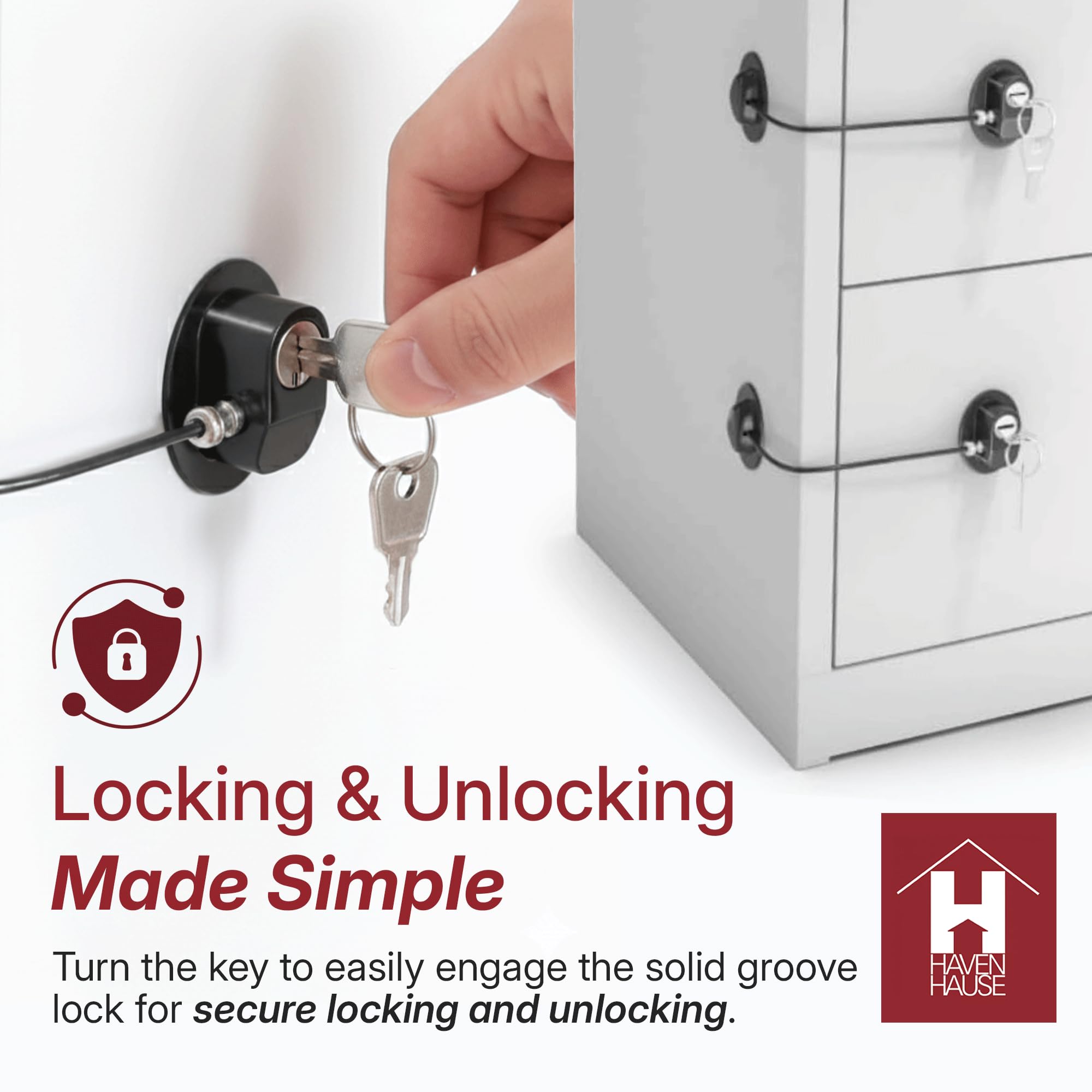HAVENHAUSE key-operated mechanism provides controlled access for adults.