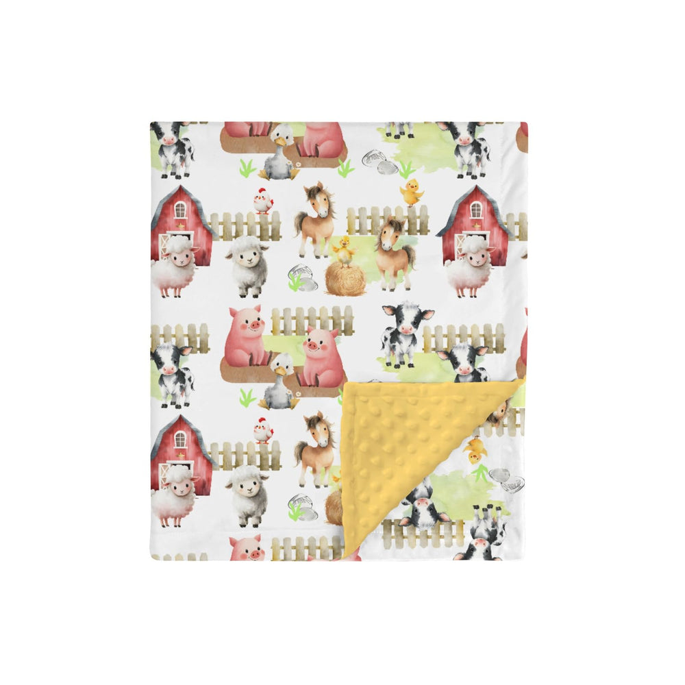 HawSkgFub Farm Life Mink Blanket with dotted back for cozy baby snuggles.