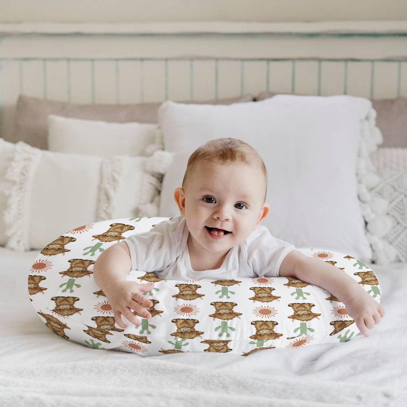 HawSkgFub Highland Cow Boho nursery decor idea shows coordinated playroom accents.
