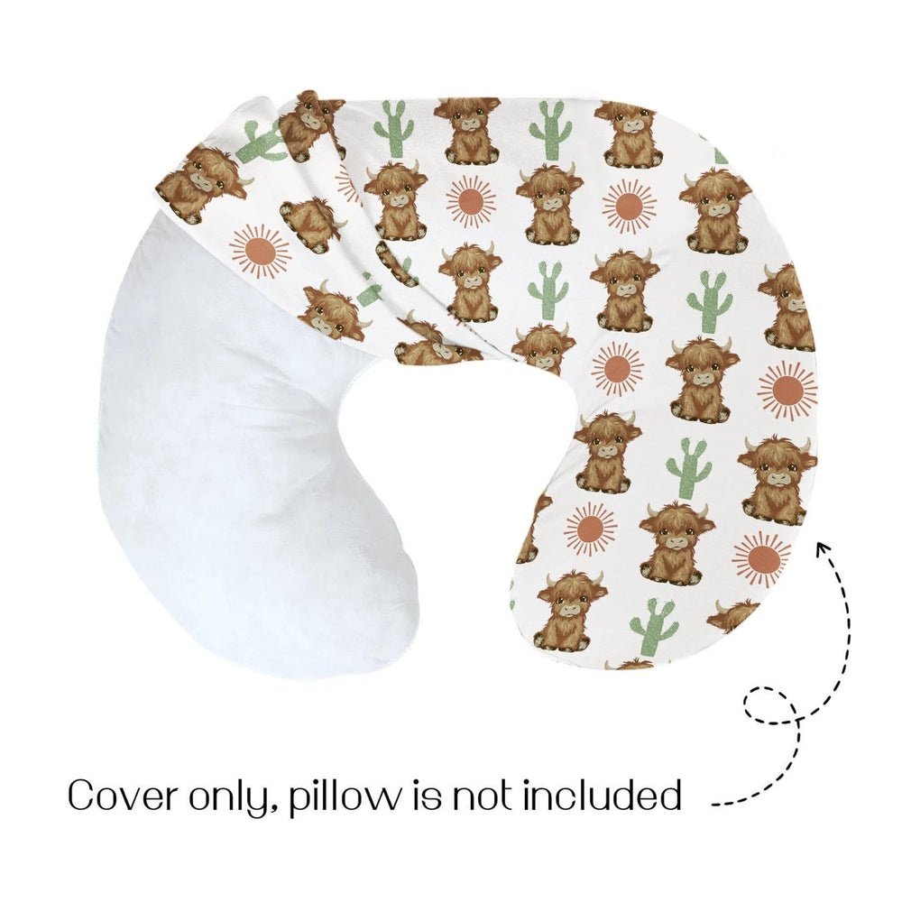 HawSkgFub Highland Cow Boho pattern closeup highlights unique nursery style and durable print.