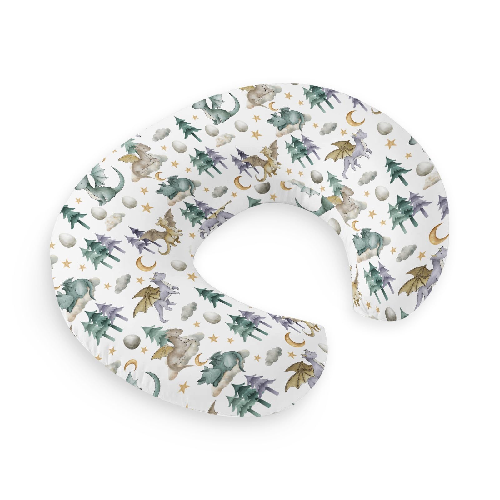 HawSkgFub watercolor dragon nursing pillow cover; breathable protection for baby's skin.