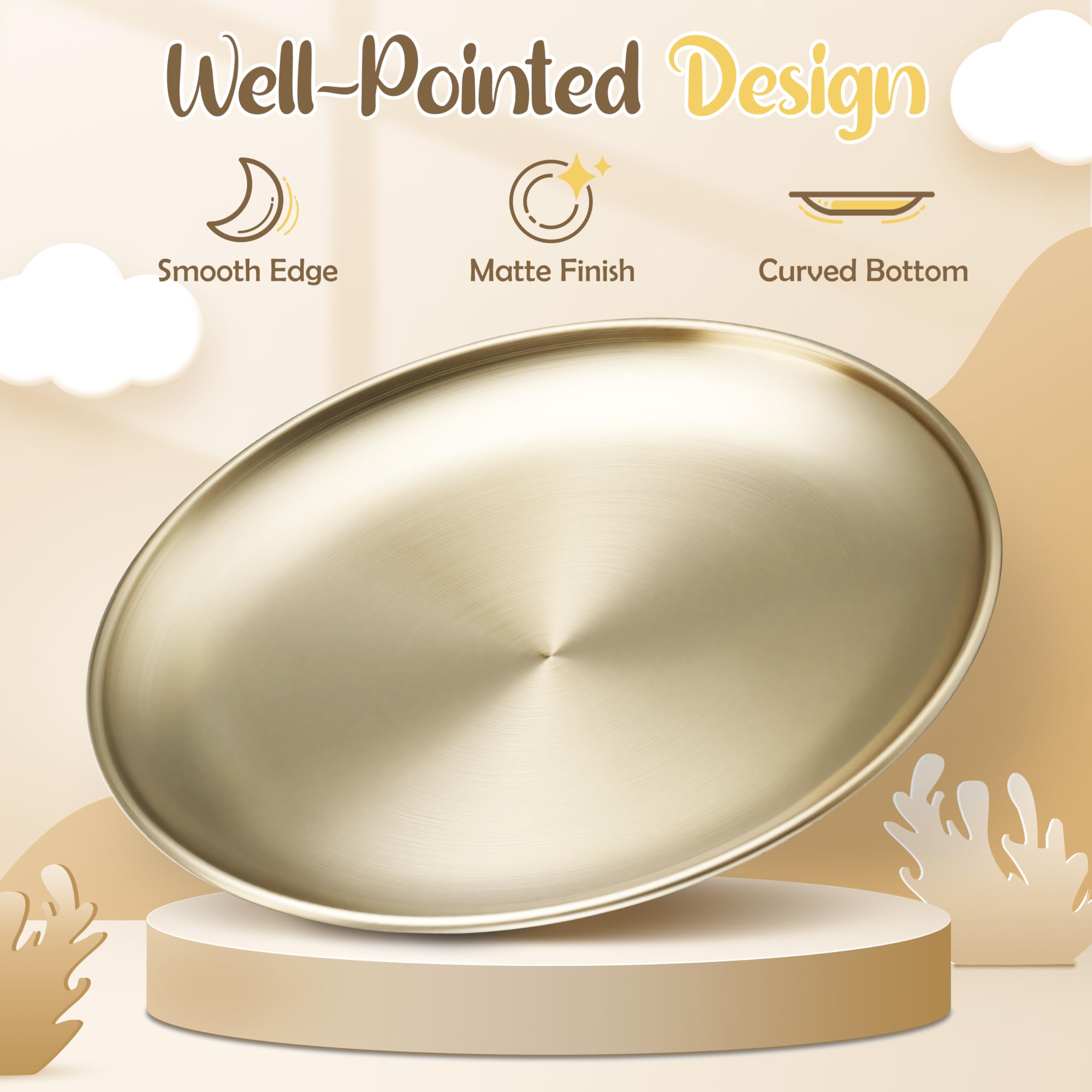 HaWare 18-8 stainless-steel-plate-smooth-edges safe for children's skin