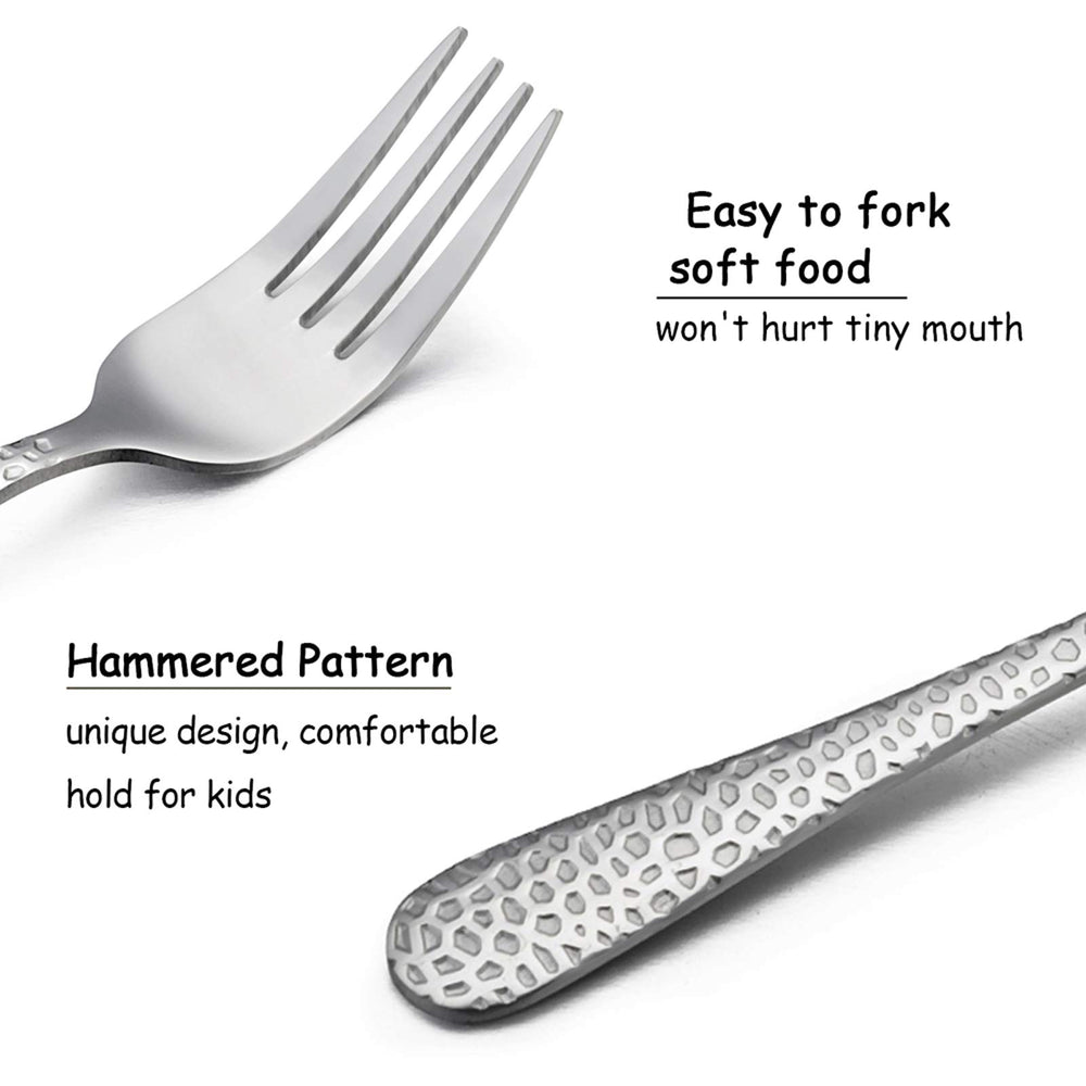 HaWare kid hand holding fork demonstrates easy-to-use mini cutlery for small mouths