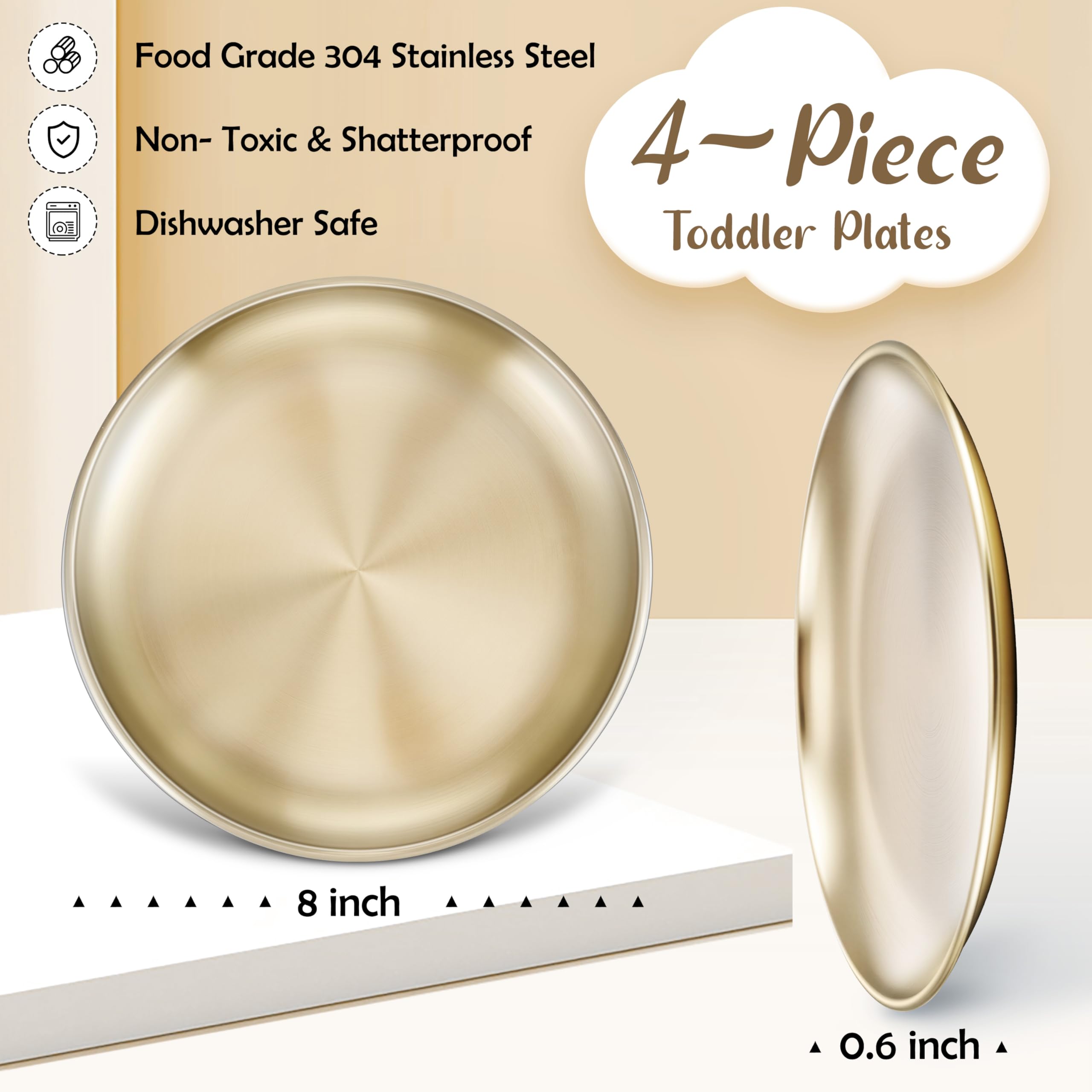 HaWare 8inch plate kids stackable for easy storage during meals