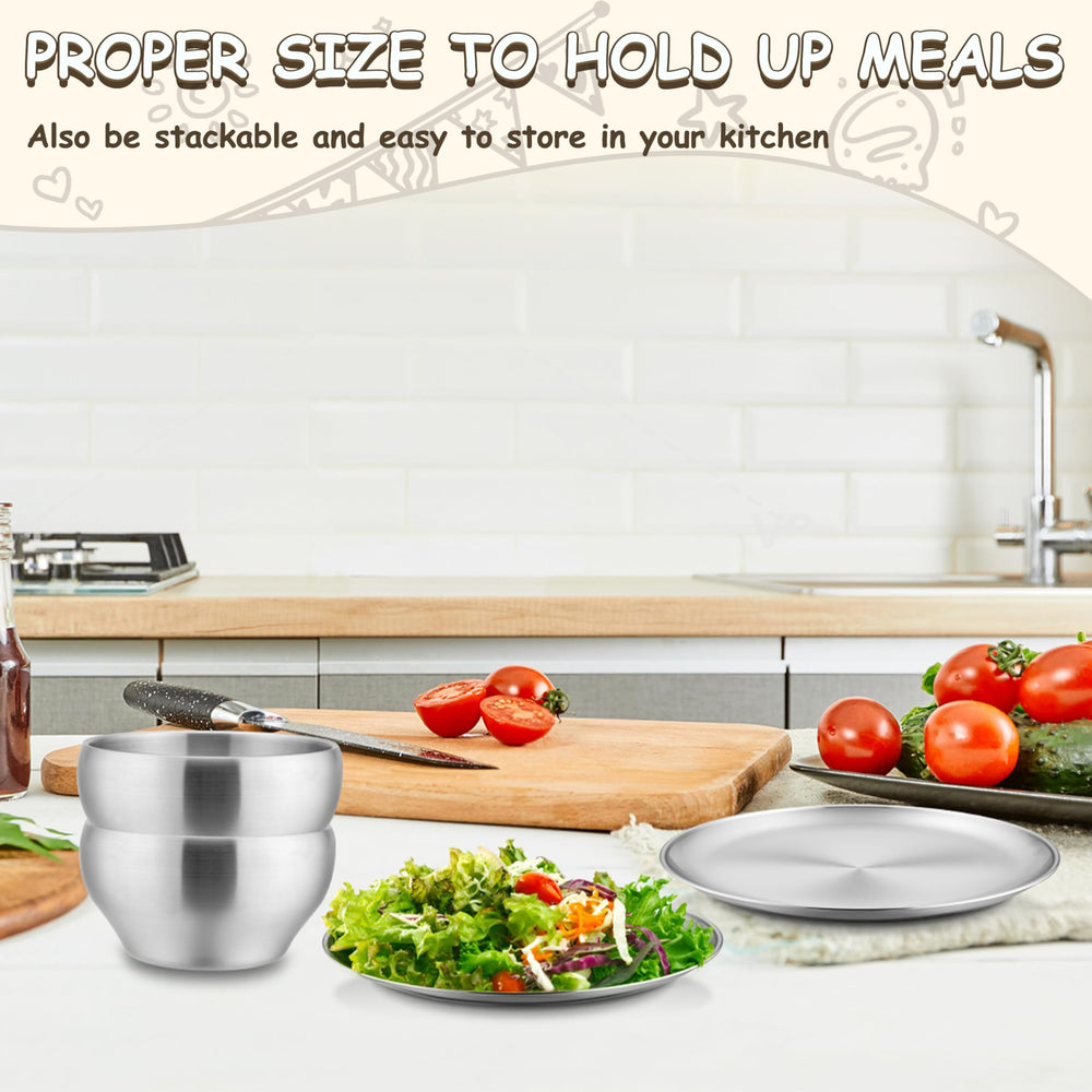 HaWare Kids plates and bowls stackable design saving space during travel.