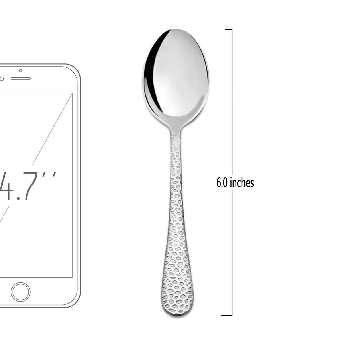 HaWare kids spoons hammered pattern close-up highlights durable stainless steel.