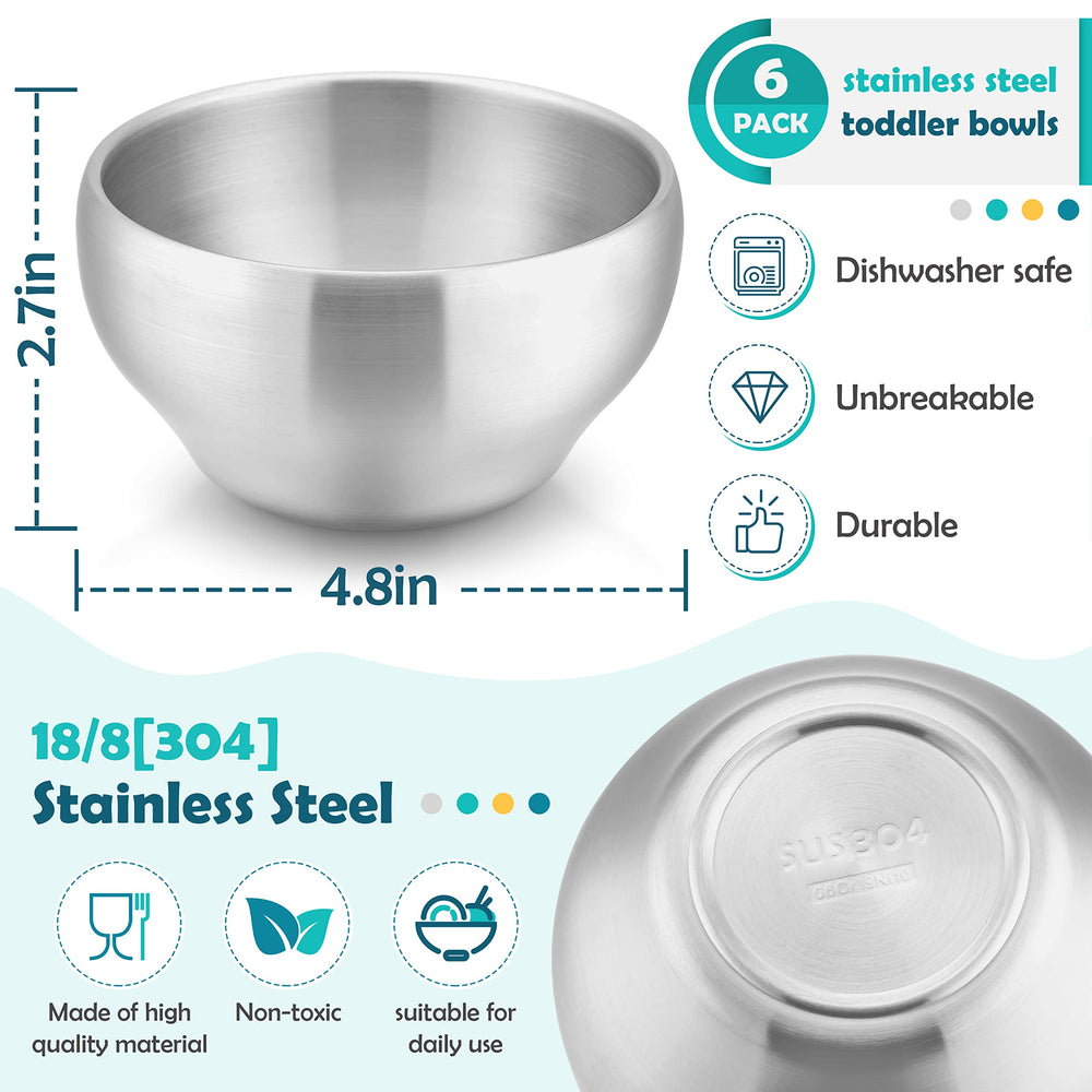 HaWare SUS304 stainless steel bowls highlight sturdy metal construction for durability.