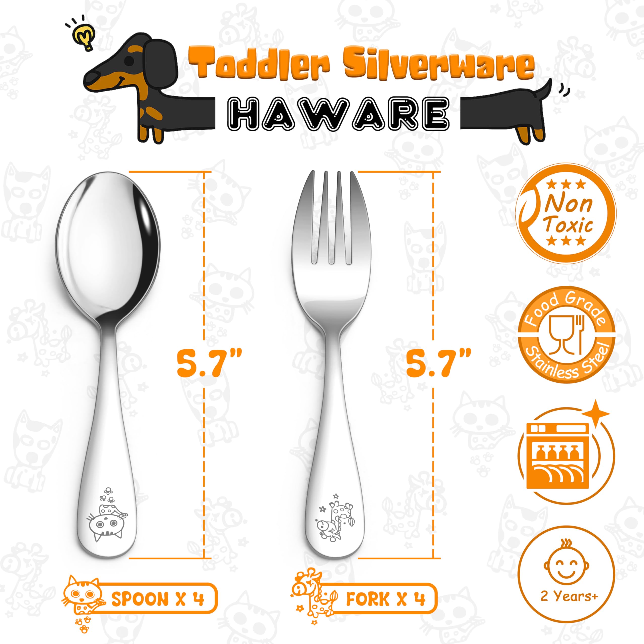 HaWare toddler fork with cat handle supports safe eating.