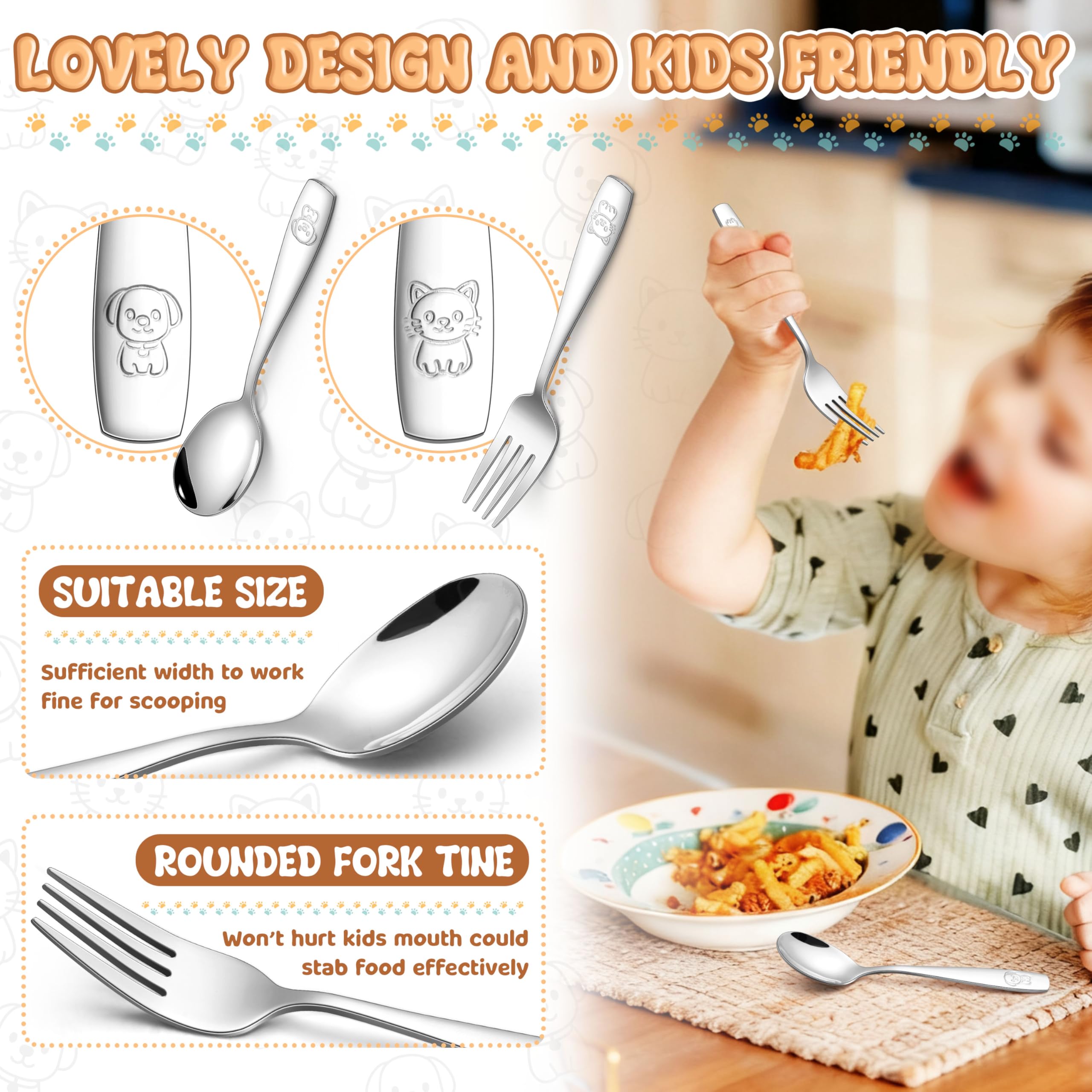 HaWare toddler utensils forks-rounded-tines close-up demonstrating gentle prongs for safe eating.