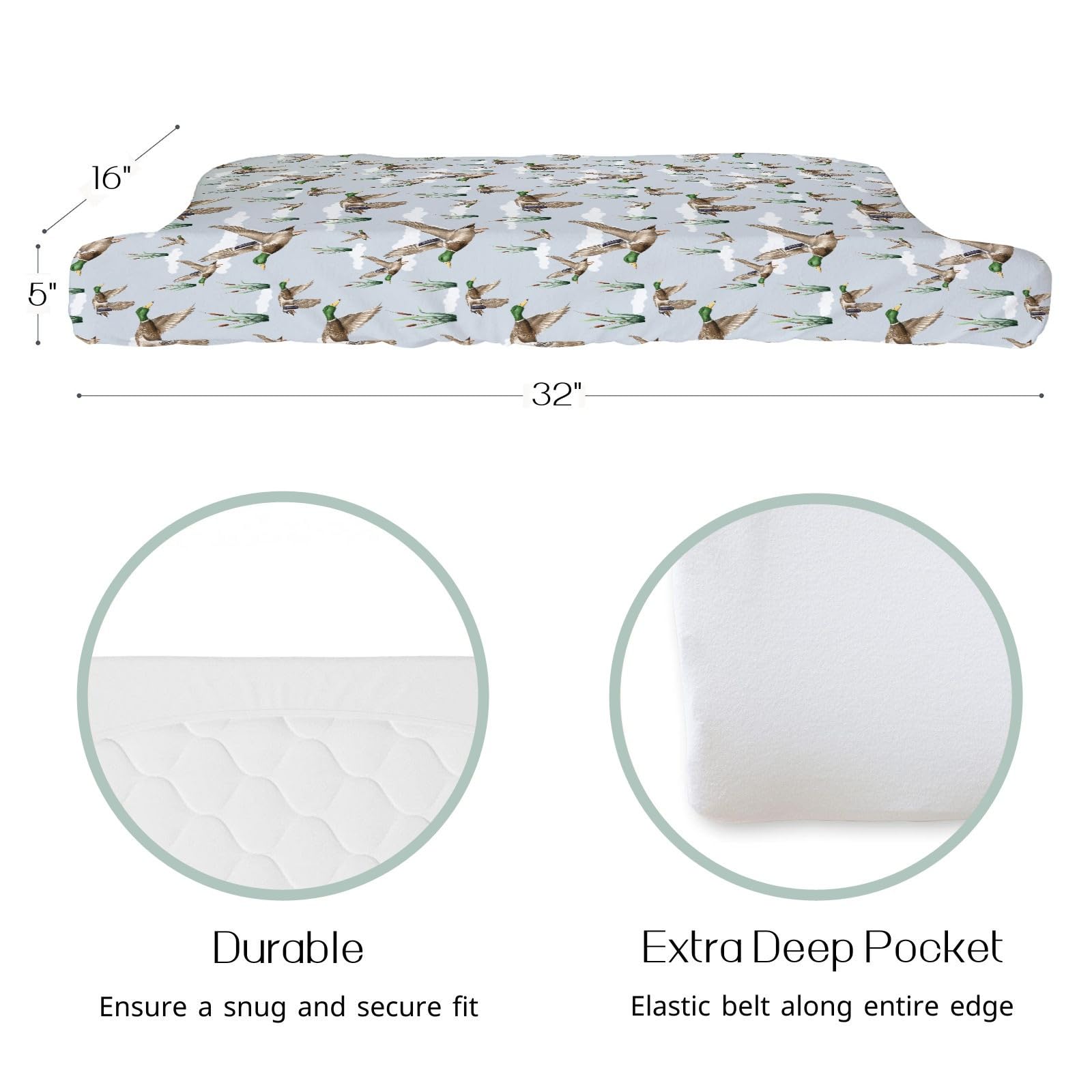 HawSkgFub blue reeds changing pad cover pattern adds playful nursery style.