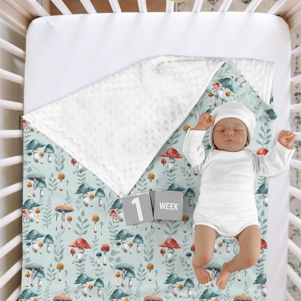 HawSkgFub boho mushroom forest mink blanket 30x40 ideal for nursery swaddling.