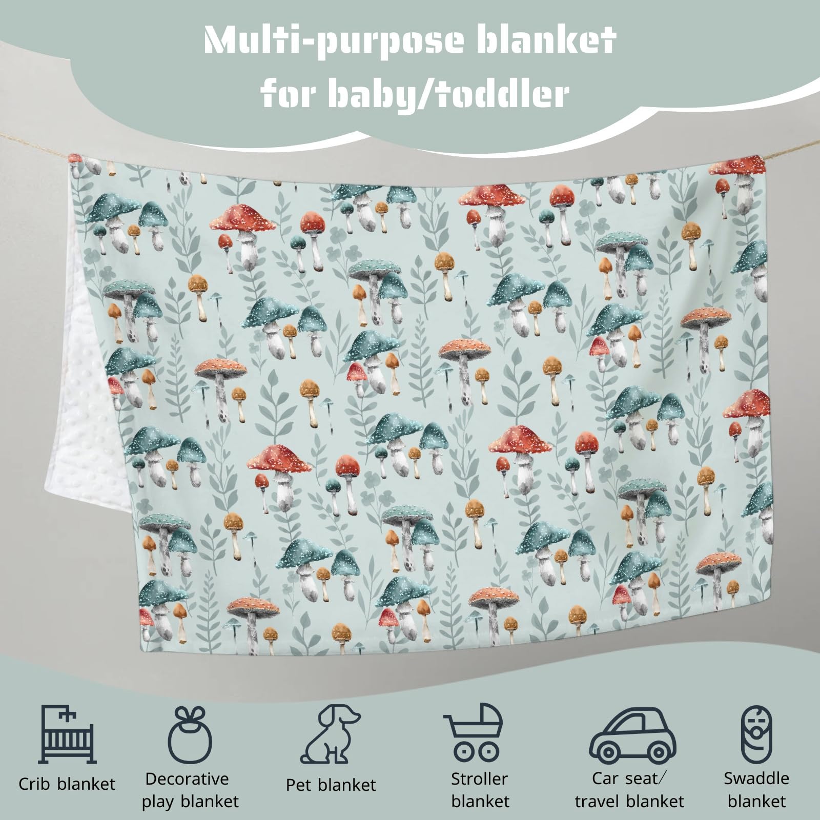 HawSkgFub boho mushroom forest mink blanket 50x60 versatile lounge throw for sofa or travel.