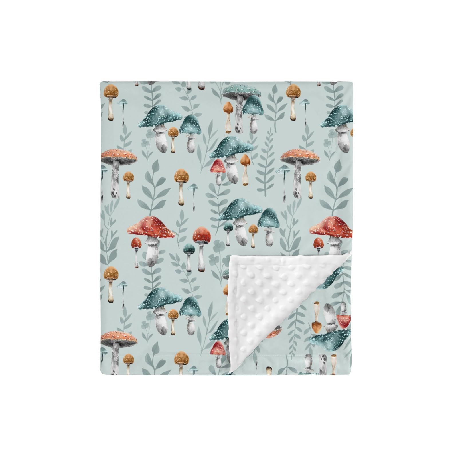 HawSkgFub boho mushroom forest mink blanket closeup shows plush texture for cozy naps.