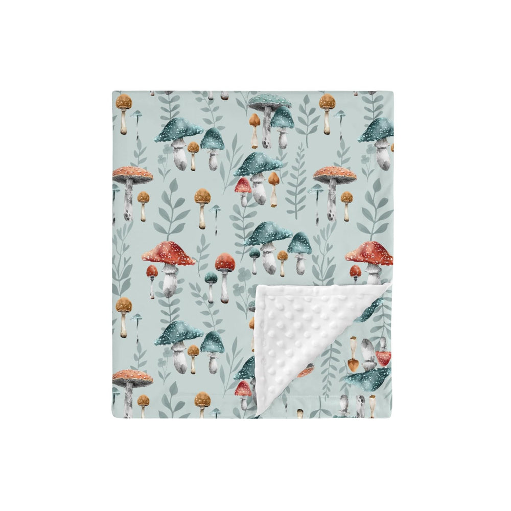 HawSkgFub boho mushroom forest mink blanket closeup shows plush texture for cozy naps.